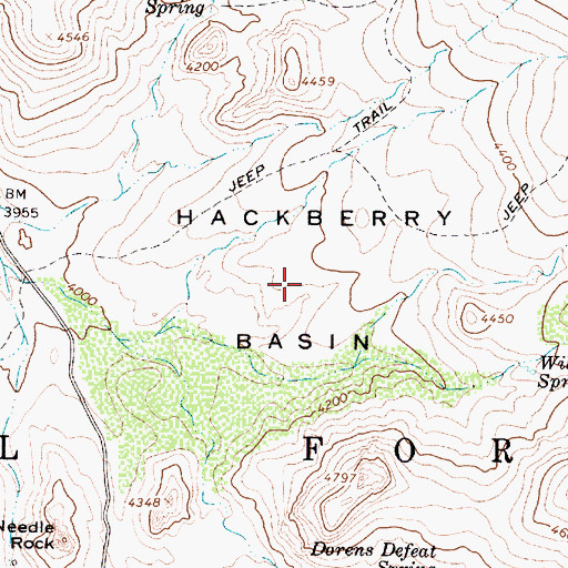 Topographic Map of Hackberry Basin, AZ