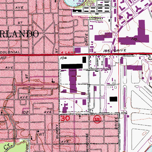 Topographic Map of Colonial Plaza Mall, FL