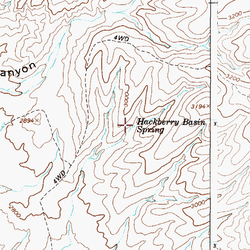 Topographic Map of Hackberry Basin Spring, AZ