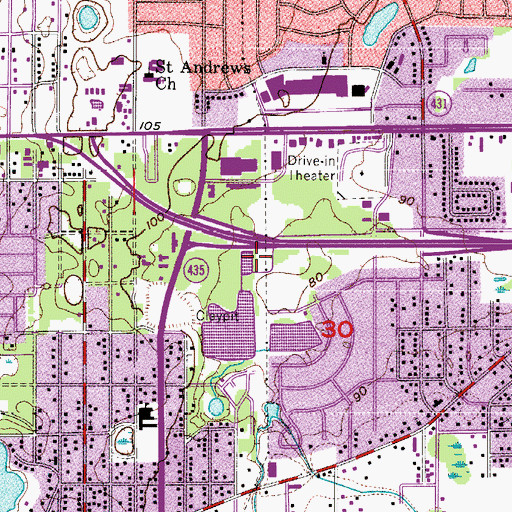 Topographic Map of The Pines Shopping Center, FL
