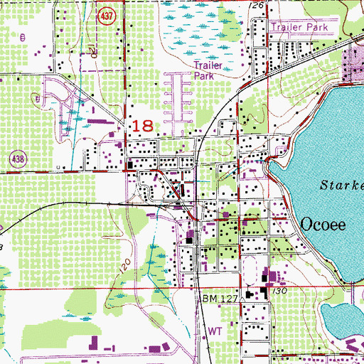Topographic Map of Ocoee Shopping Center, FL