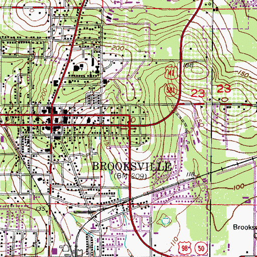 Topographic Map of Brook Plaza, FL