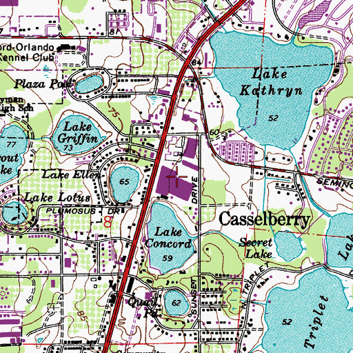 Topographic Map of Casselberry Square, FL
