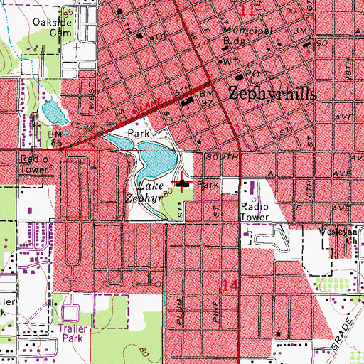 Topographic Map of Zephyr Shopping Center, FL