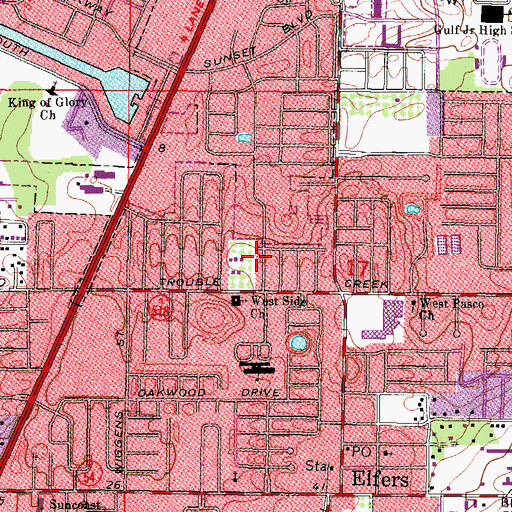Topographic Map of Trouble Creek Mall, FL