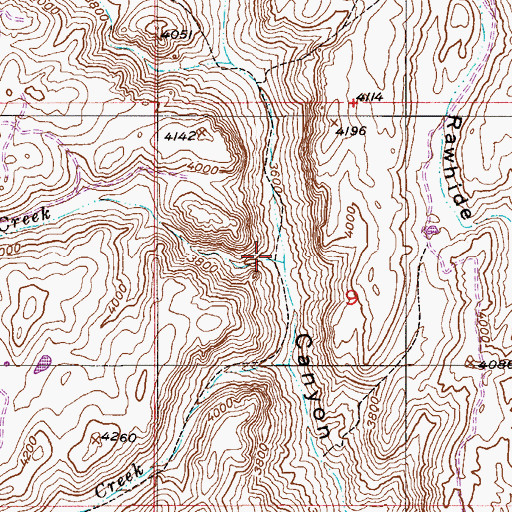 Topographic Map of Hackberry Creek, AZ