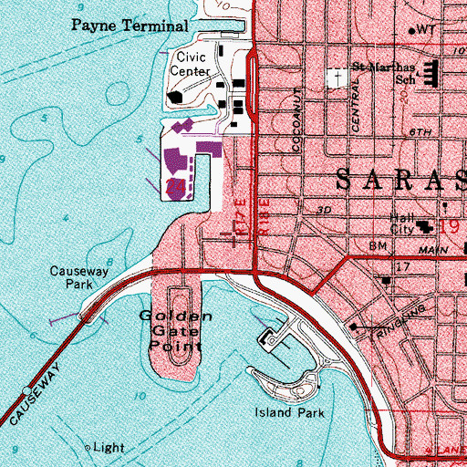 Topographic Map of Bay Isles Shopping Center, FL