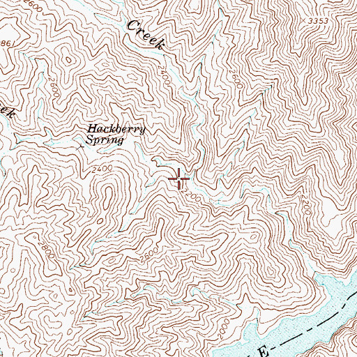 Topographic Map of Hackberry Creek, AZ