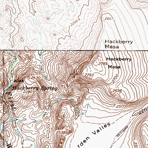 Topographic Map of Hackberry Mesa, AZ