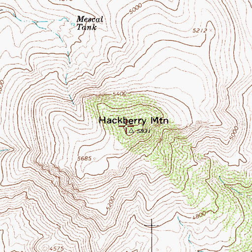 Topographic Map of Hackberry Mountain, AZ