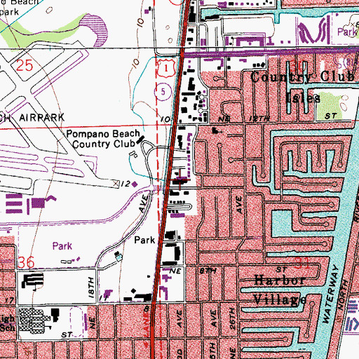 Topographic Map of Pompano Center, FL