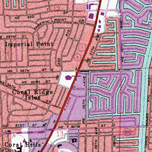 Topographic Map of Coral Ridge Shopping Plaza, FL