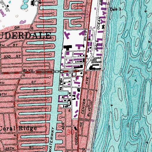Topographic Map of The Galleria at Fort Lauderdale Shopping Center, FL