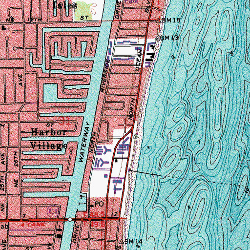 Topographic Map of Beach Mart Shopping Center, FL