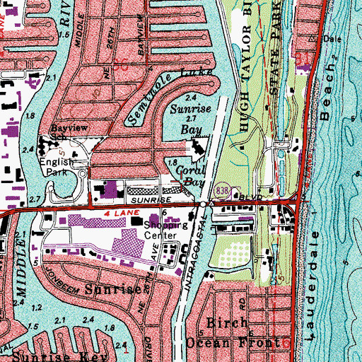 Topographic Map of Sunrise Bay Center, FL
