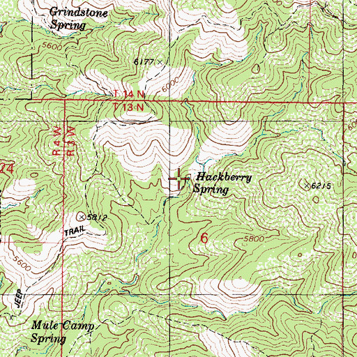 Topographic Map of Hackberry Spring, AZ