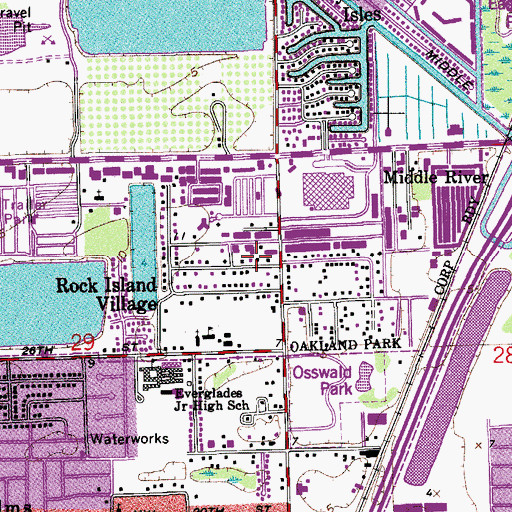Topographic Map of Oakland Park Shopping Center, FL