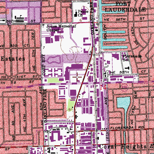 Topographic Map of Boulevard Shopping Center, FL