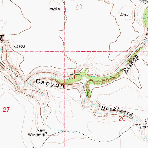 Topographic Map of Hackberry Wash, AZ