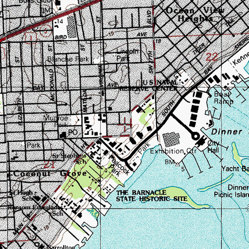 Topographic Map of Shoppes at Mayfair in the Grove, FL