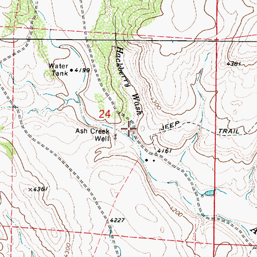 Topographic Map of Hackberry Wash, AZ