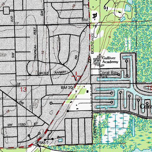 Topographic Map of The Crossings Shopping Center, FL