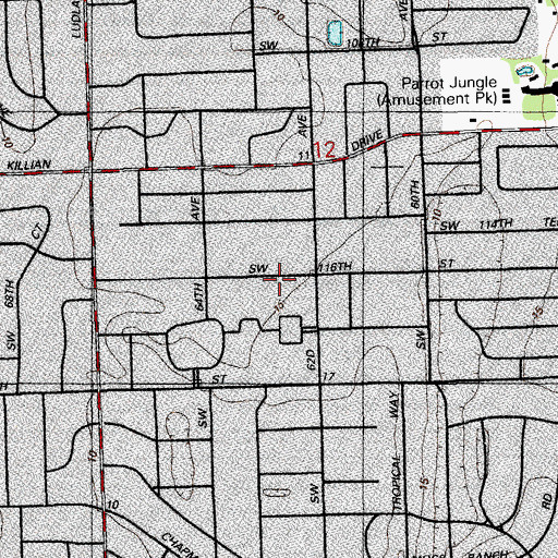 Topographic Map of 136th Street Plaza, SW Shopping Center, FL