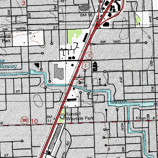 Topographic Map of Dadeland Mall, FL
