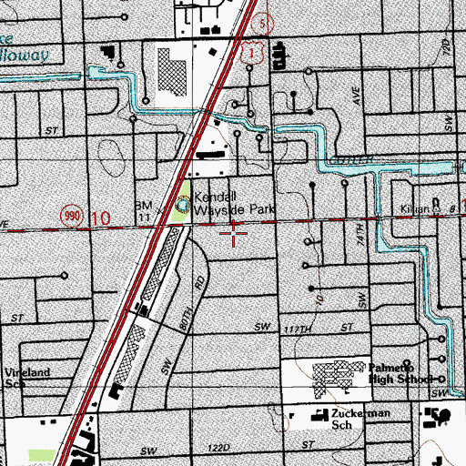 Topographic Map of Kendall Market Place Shopping Center, FL