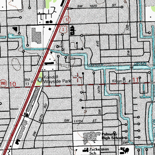 Topographic Map of Kendall Town and Country Shopping Center, FL