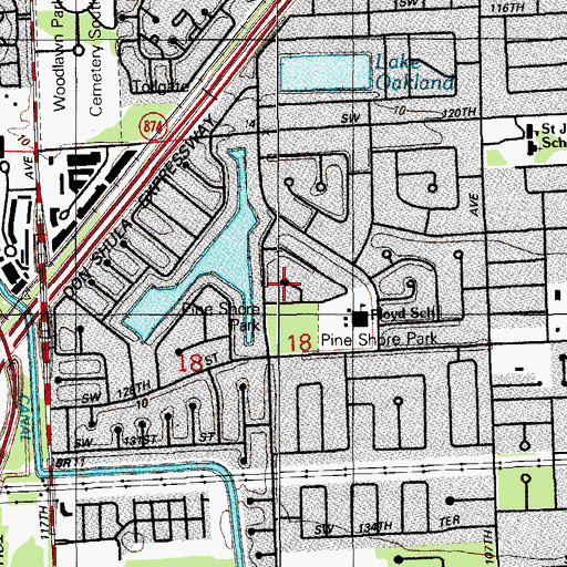 Topographic Map of Coral Gate Shopping Center, FL