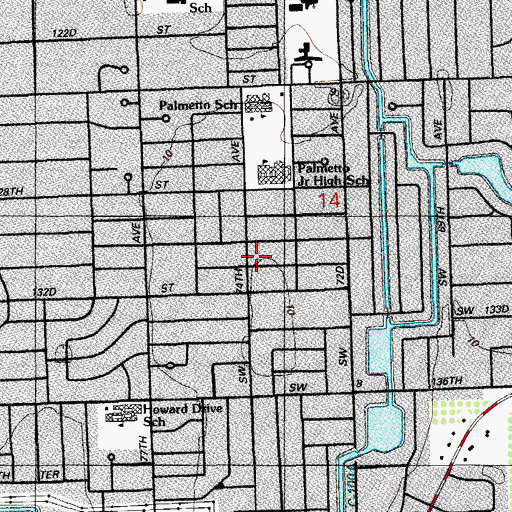 Topographic Map of Kendale Lakes Mall, FL