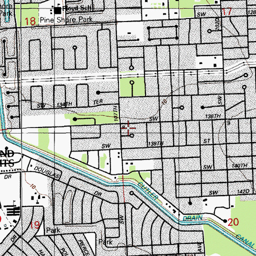 Topographic Map of Red Bird Shopping Center, FL