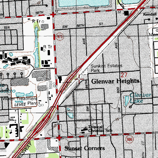 Topographic Map of Village Square Plaza, FL