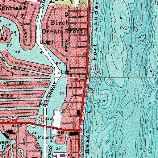 Topographic Map of Las Olas Plaza, FL