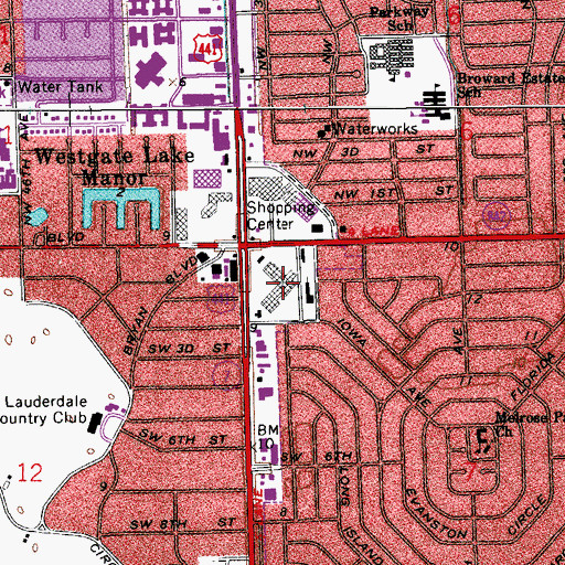 Topographic Map of Plaza Shopping Center, FL