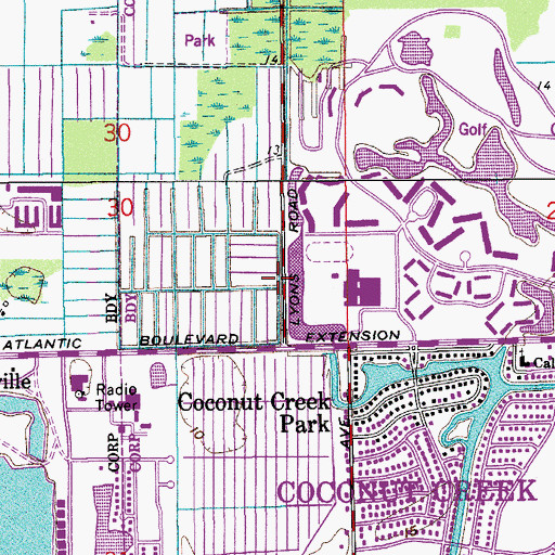 Topographic Map of Coconut Creek Plaza, FL