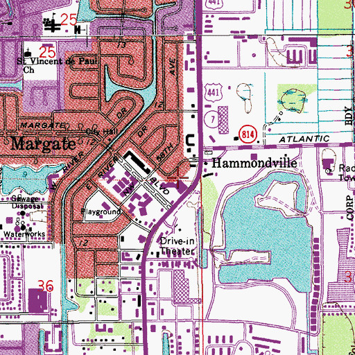 Topographic Map of Margate Plaza, FL