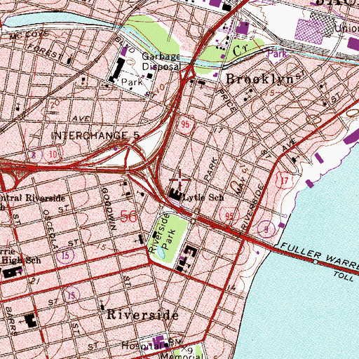Topographic Map of Five Points Shopping Center, FL