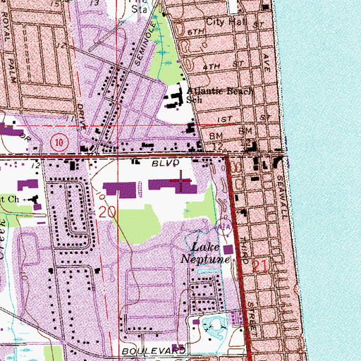 Topographic Map of Neptune Beach Plaza, FL