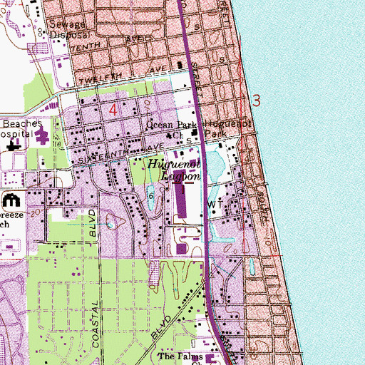 Topographic Map of Jacksonville Beach Plaza, FL