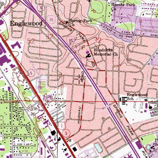 Topographic Map of Fort Caroline Shopping Center, FL