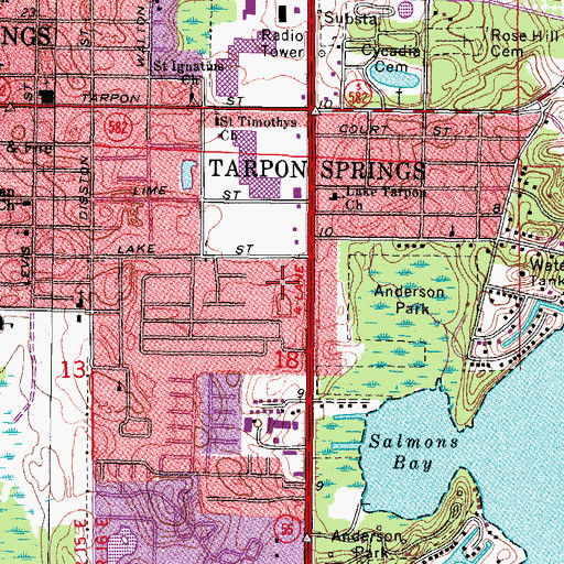 Topographic Map of Tarpon Mall, FL