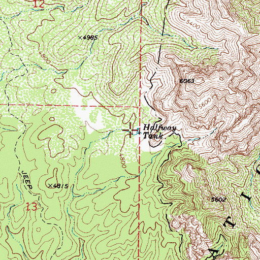 Topographic Map of Halfway Tank, AZ