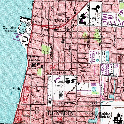 Topographic Map of Dunedin Shopping Center, FL