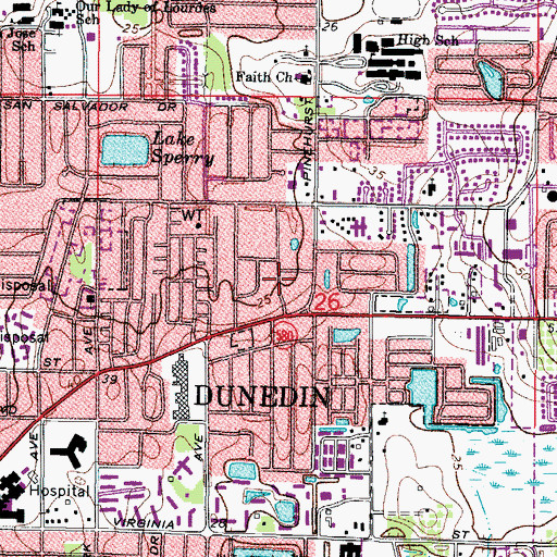 Topographic Map of Dunedin Plaza, FL