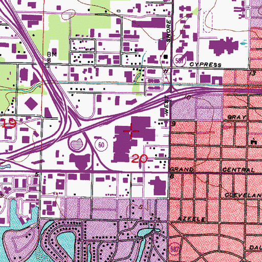 Topographic Map of West Shore Plaza, FL