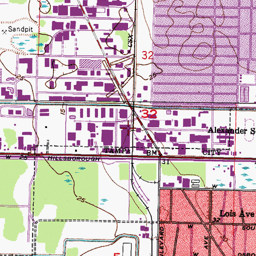 Topographic Map of Tampa Outlet Mall, FL