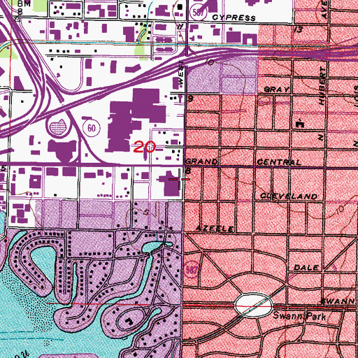 Topographic Map of Old Hyde Park Village Shopping Center, FL