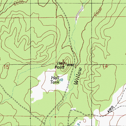 Topographic Map of Hall Point, AZ